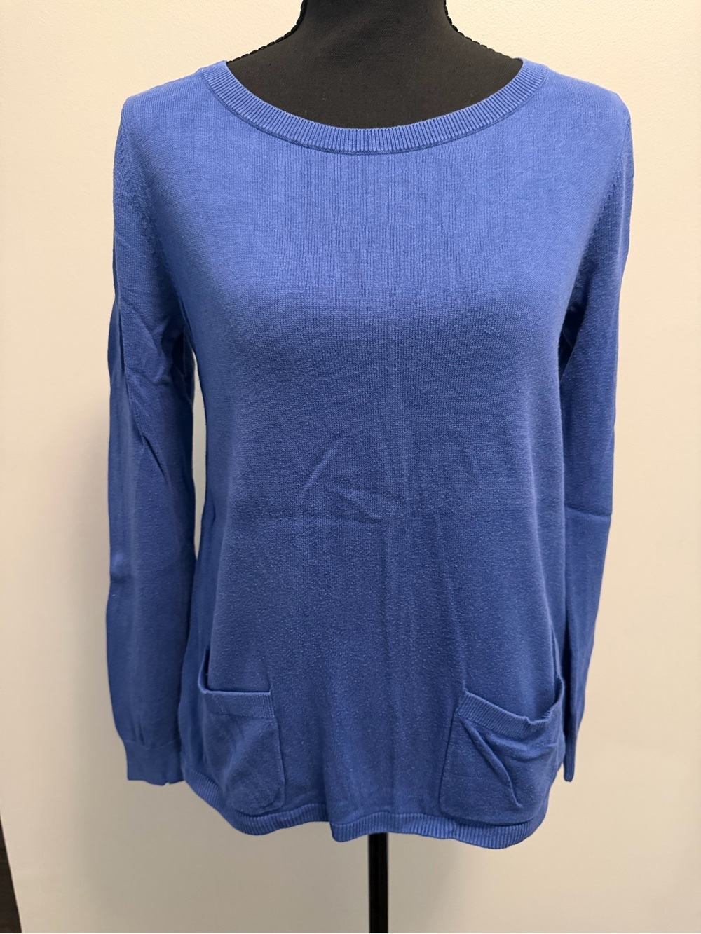 Lands' End Royal Blue Scoop Neck Pocket Sweater